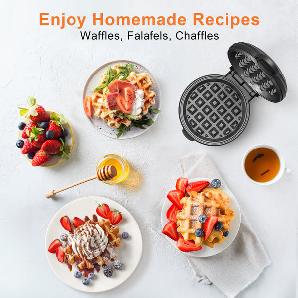 CROWNFUL 4 Inches Mini Waffle Maker, Black