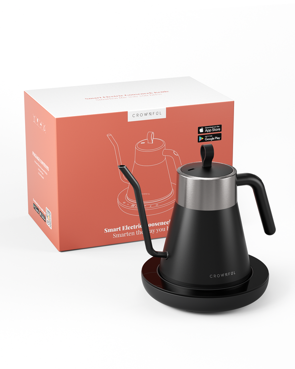 CROWNFUL Smart Electric Gooseneck Kettle, 0.8L Capacity, Matte Black