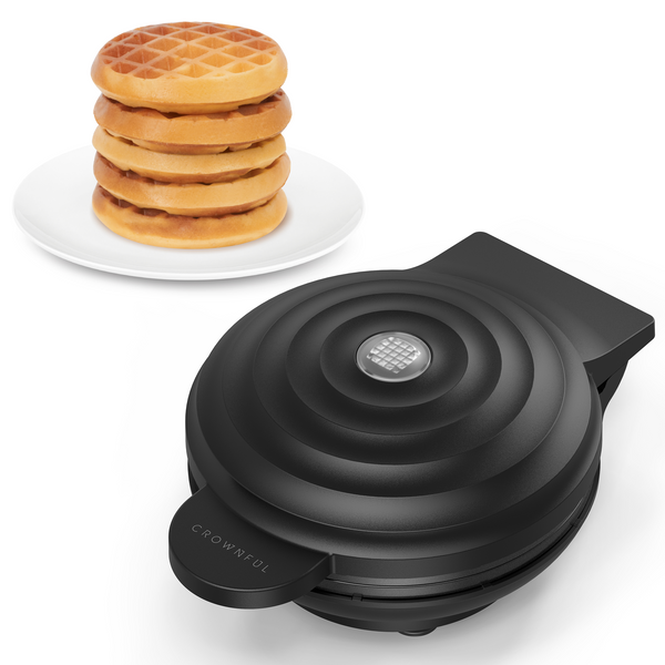 CROWNFUL 4 Inches Mini Waffle Maker, Black