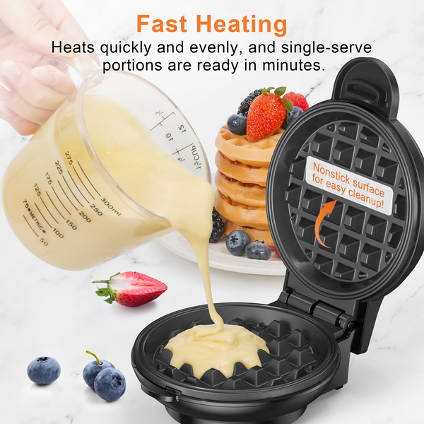 CROWNFUL 4 Inches Mini Waffle Maker, Black